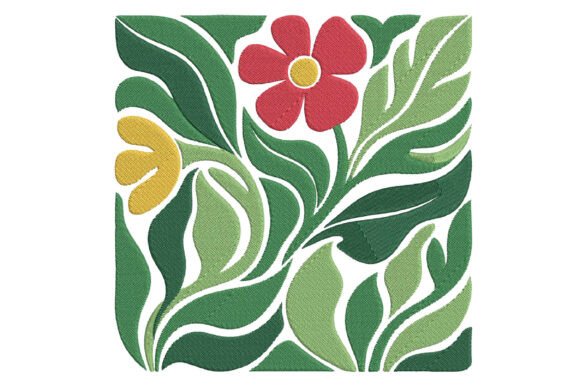 Abstract Tropical Floral Embroidery
