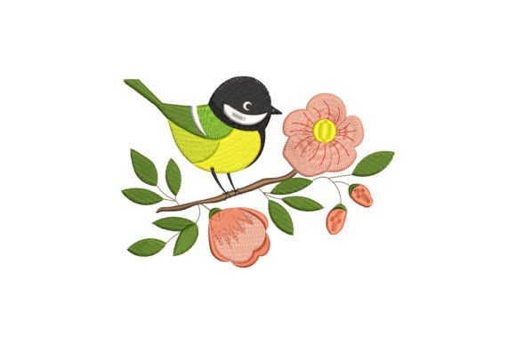 Bird Sitting Flowers