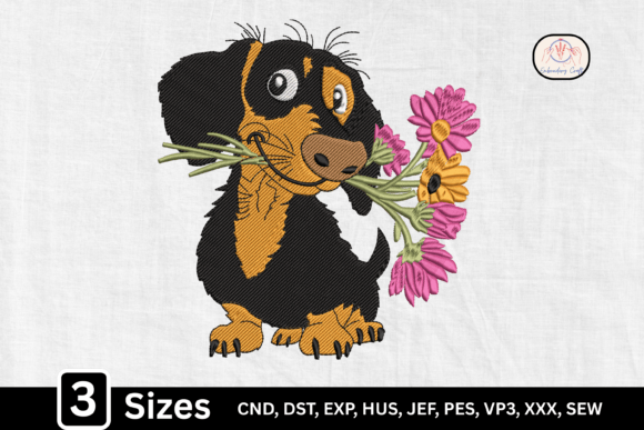 Cute Puppy with Flowers