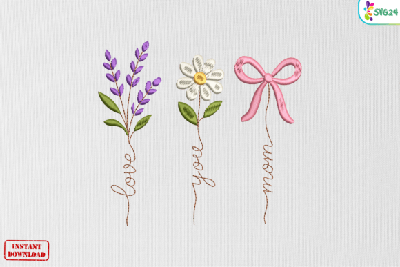 Floral Love You Mom Ribbon