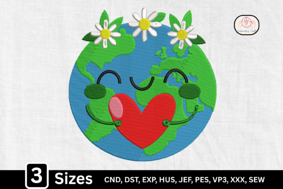 Groovy Floral Kawaii Planet Earth Globe