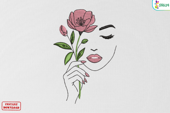 Minimal Floral Woman Line Art