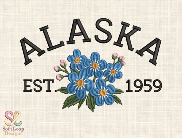 State Flower Machine Embroidery Design