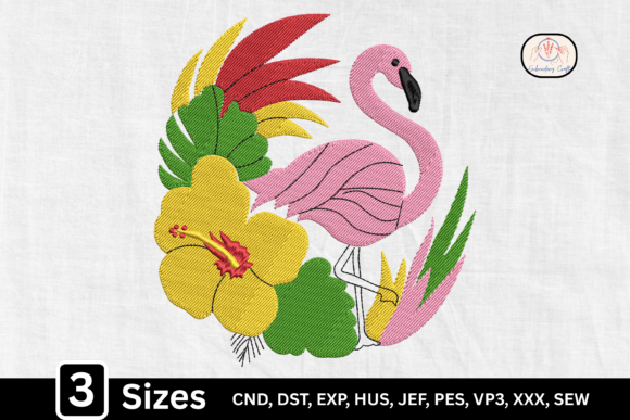 Tropical Flamingo Embroidery Design